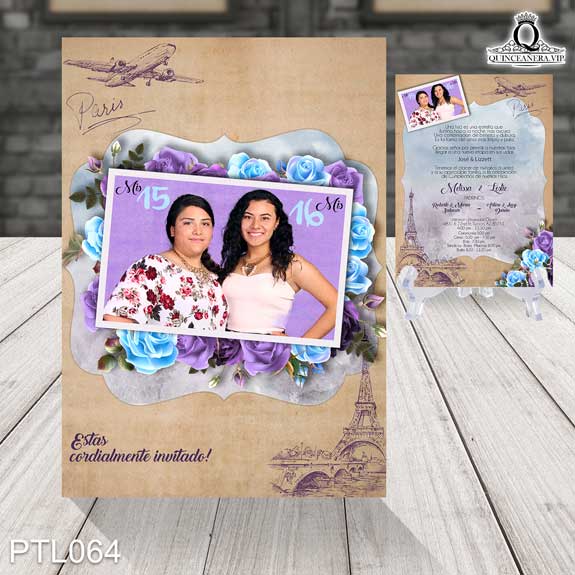 ideas de invitaciones de 15 años personalizadas ptl064